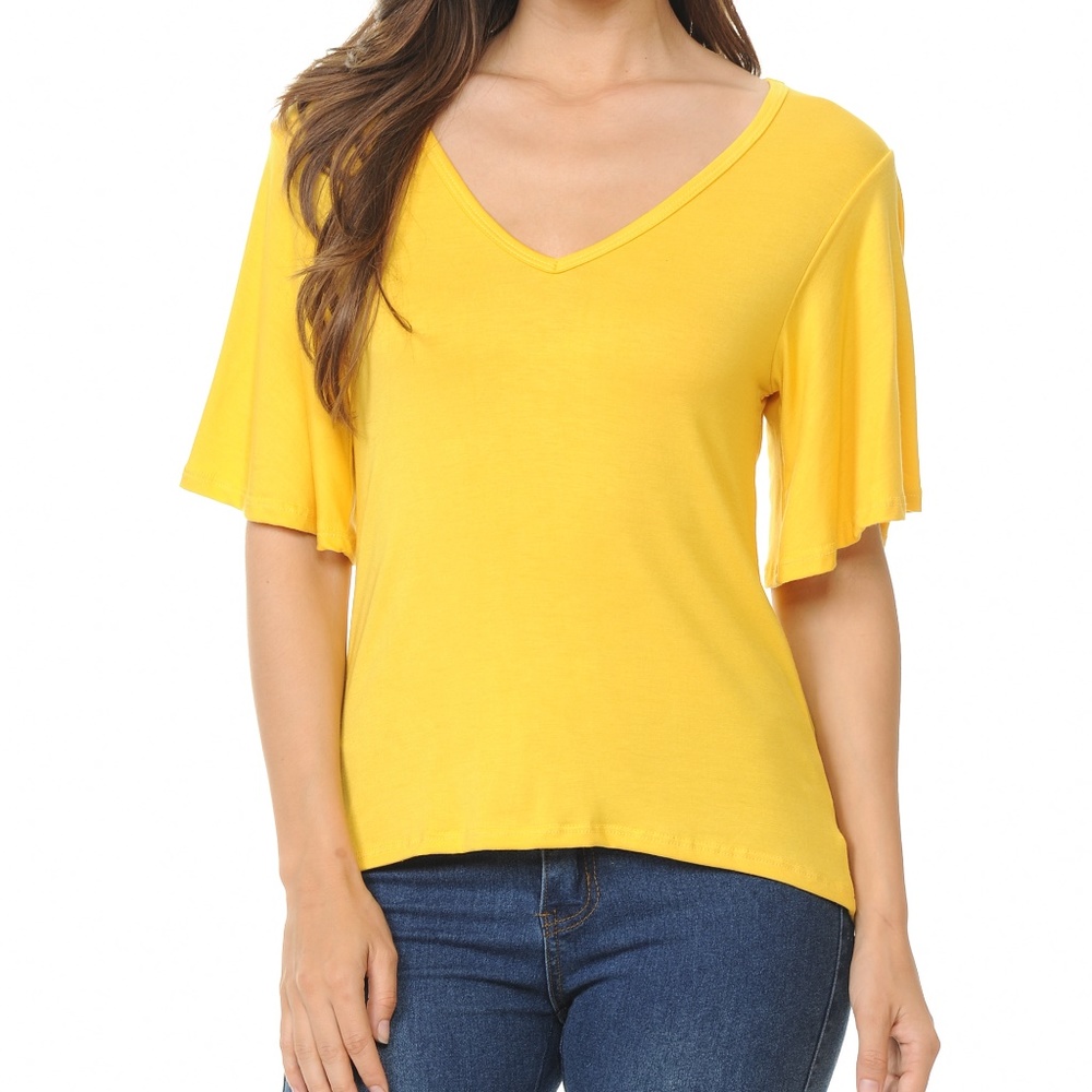 Yellow Flowy Sleeve Blouse